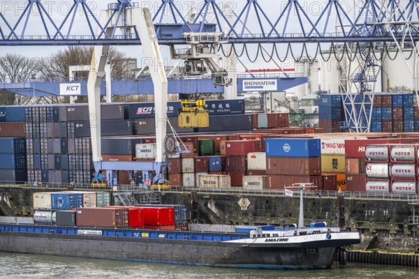 Container terminal in the Rhine port of Krefeld, inland port, 4th largest public port in North