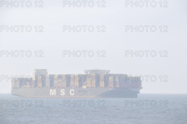 Container ship, containership MSC Claude Girardet from Mediterranean Shipping sailing with