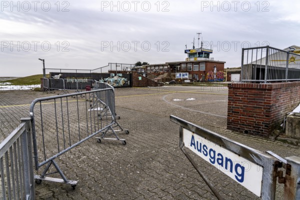 The East Frisian North Sea island of Juist in winter, Juist airfield, airfield, tower, Lower