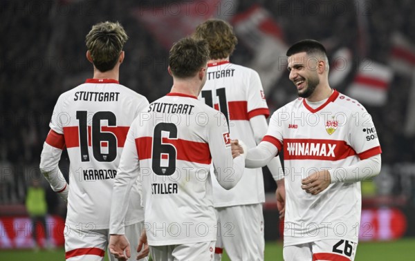Goal celebration Angelo Stiller VfB Stuttgart (06) Atakan Karazor VfB Stuttgart (16) Nick Woltemade