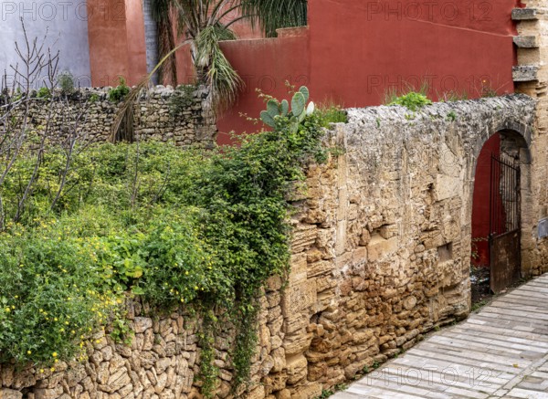 Historic city wall, Alcudia, Balearic Islands, Majorca, Spain, Europe