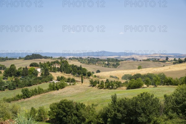 Tuscan landscape with fields and hills, Unesco world heritage, Crete Senesi, Italy, Europe,