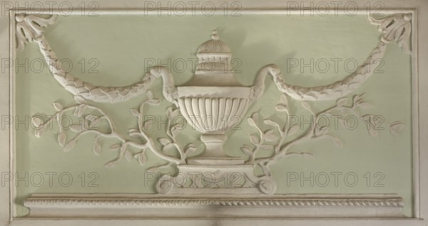Brauweiler near Pulheim, abbey, prelature building, imperial hall, stucco detail above the door,