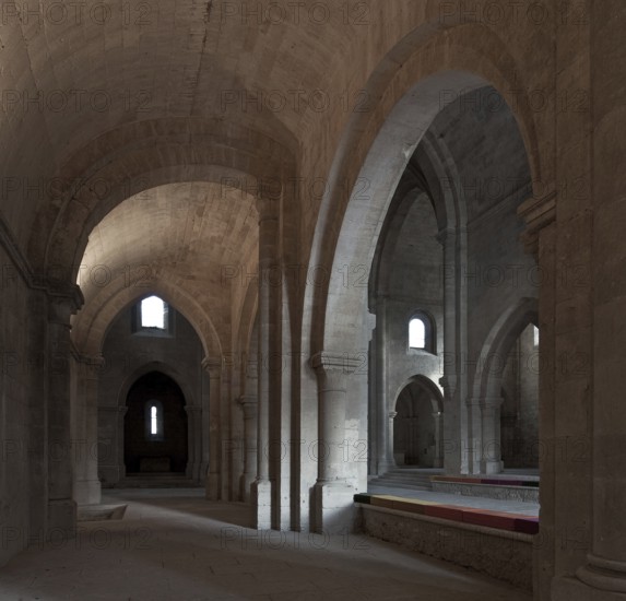 Cistercian monastery founded in 1144, church built 1175-1220, view from the north aisle to the