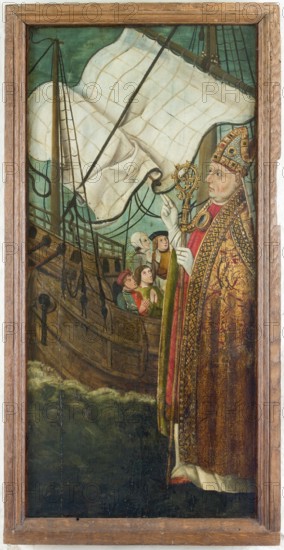 Panel of a winged altarpiece from St Catherine's Church, Lübeck, c. 1500, St Nicholas rescuing a