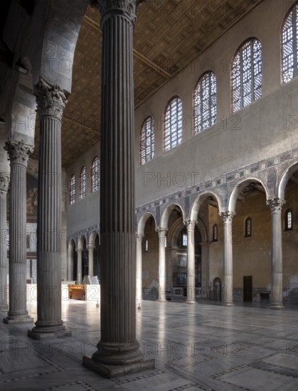 Rome, Roma, Santa Sabina, view from the side aisle to the east