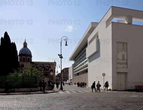 New museum building 2006 by Richard Meier, north-east corner, left San Rocco, St., Sankt, Saint