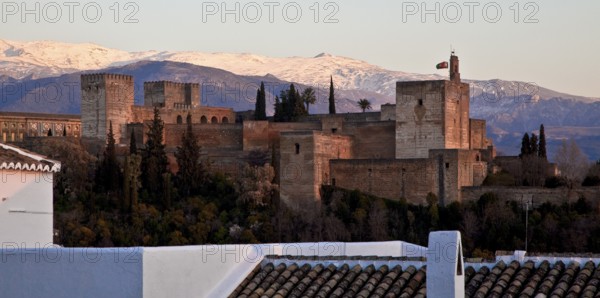 Alcazaba fortress from the north-west, with the Sierra Nevada above it
