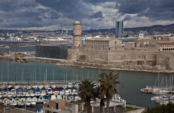 View from the south, in front entrance to Vieux-Port, behind CMA CGM high-rise building 2005-2010