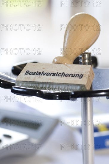 Stamp labelled social security, insurance