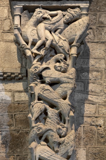 Souillac, former abbey church of Sainte-Marie, portal sculptures, relocated to the interior in the