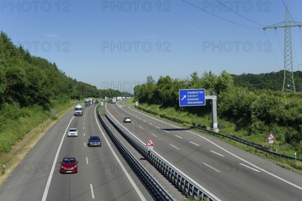 Motorway A6 near Kupferzell, car, cars, Hohenlohe, road, motorway, accident risk, Germany, Europe
