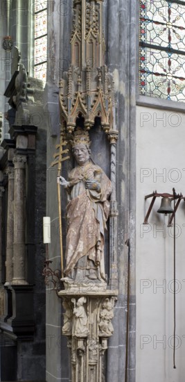 Stone figure of St Cornelius in the choir, St, Saint, Saint