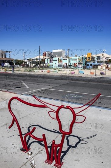 Longhorn-shaped bike rack, Las Vegas, Nevada, USA, North America