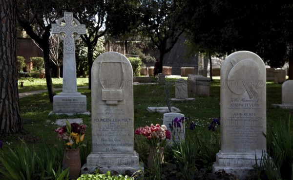 Graves of John Keats, poet 1795-1821 and Joseph Severn, painter 1793-1879