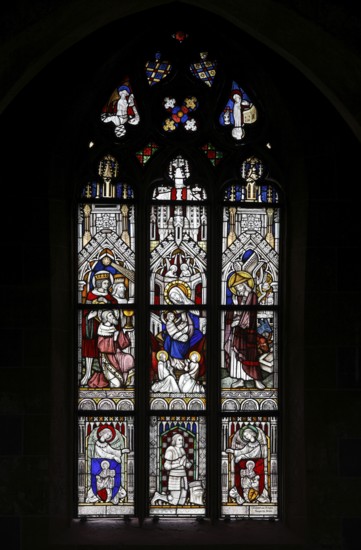 Stained glass window in the south aisle, east chapel, Annunciation and Adoration of the Magi Church