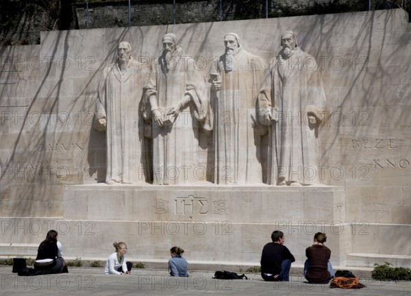 International monument to the Reformation with monumental figures of Guillaume Farel, John Calvin,