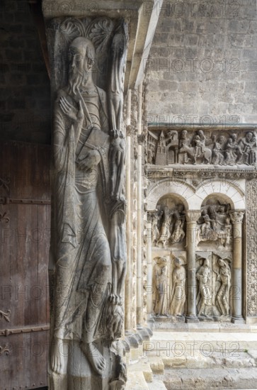 Moissac, Saint-Pierre Abbey, portal of the abbey church, trumeau pillar with St Paul the Apostle,