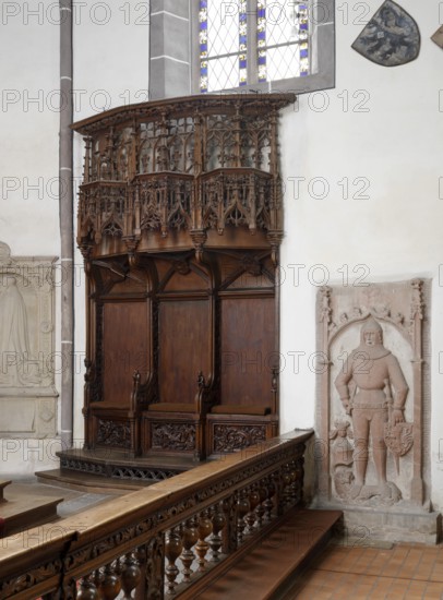 Choir stalls, three-seater, Saint, Saint