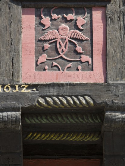 Half-timbered houses Breite Straße 39 with angel carving