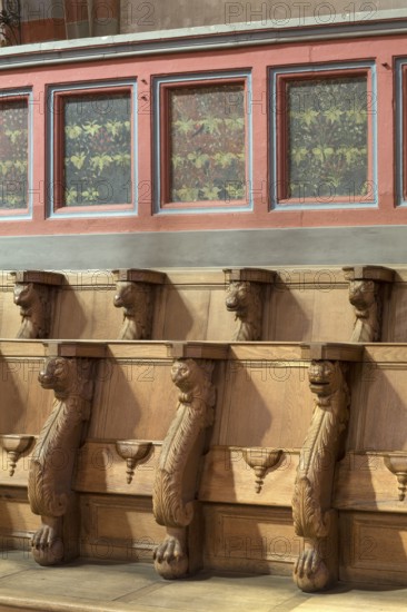 Brauweiler near Pulheim, St Nicholas Abbey Church, choir stalls with painted choir screens