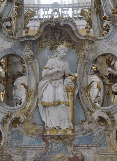 The three Madl. Barbara at the altar of grace. The Vierzehnheiligen Basilica near Bad Staffelstein
