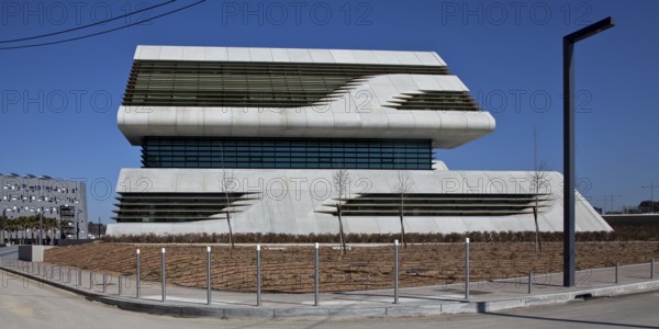 Montpellier, multi-purpose building PIERRESVIVES, built 2006-2012 by Zaha Hadid, view from