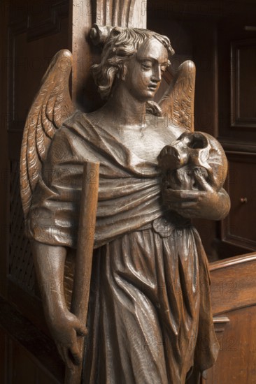 Brauweiler near Pulheim, St Nicholas' Abbey Church, north aisle, confessional from 1725, angel with