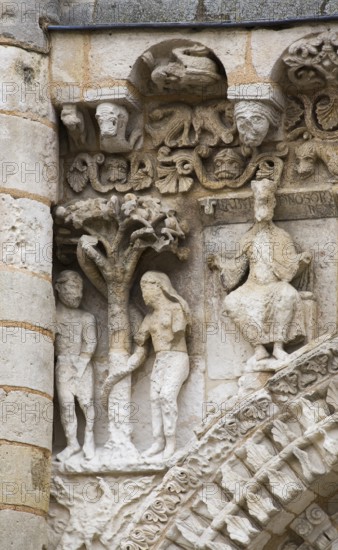 West façade, spandrel with Adam and Eve, St., Sankt, Saint