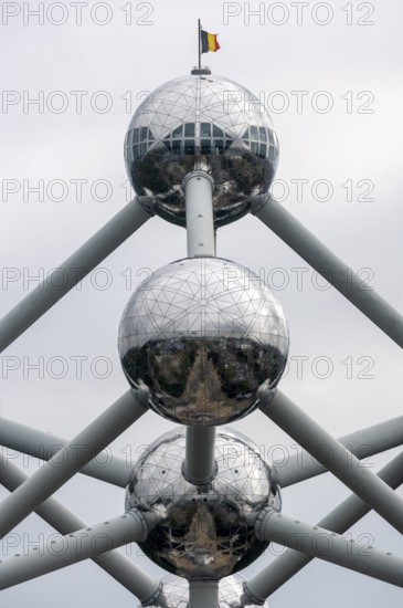 Brussels, Bruxelles, site of Expo 1958, Atomium, 165-billion-fold enlargement of an iron molecule,