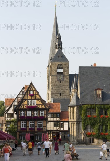 Half-timbered house Hoken 1, market church St. Benedikt and town hall, St., Sankt, Saint