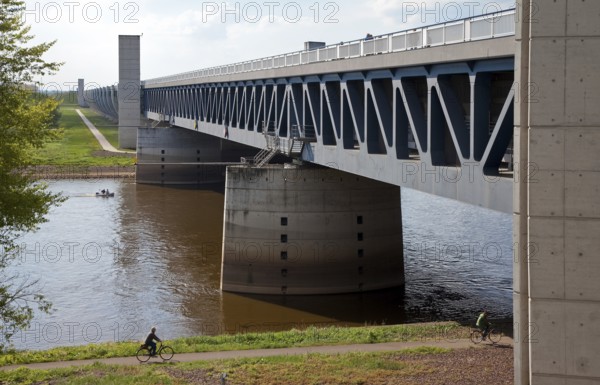 Magdeburg Canal trough bridge north of the city over the Elbe In the course of the Elbe-Havel Canal