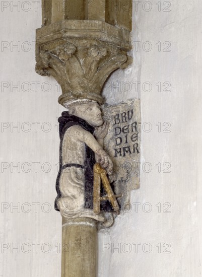 Gothic figure capital. Brother Diemar. The Dominican church of St. Blasius in the old town of