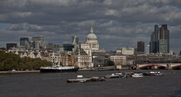 View from Waterloo Bridge to St Paul's Cathedral, in front The Old Schoolhouse, on the right