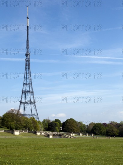 Crystal Palace transmission tower, in front of it the location of the Crystal Palace
