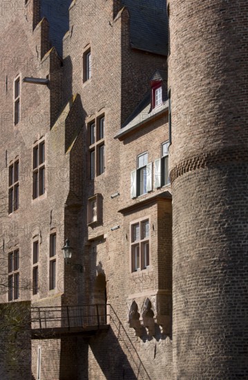 East side, with drawbridge and gables