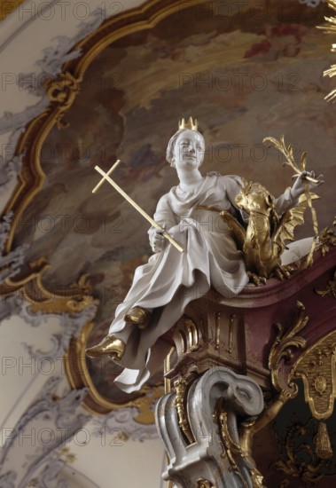 The three Madl. Margareta at the altar of grace. The Vierzehnheiligen Basilica near Bad