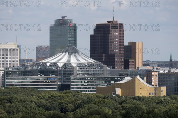 View from the Siegessäule towards the east, Sony Centre on the left, Philharmonie on the right