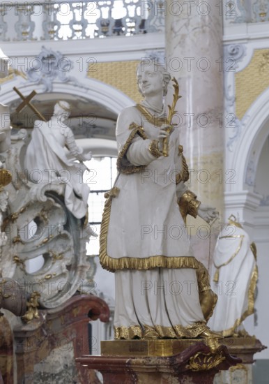 St Cyriacus at the altar of grace. The Vierzehnheiligen Basilica near Bad Staffelstein in the