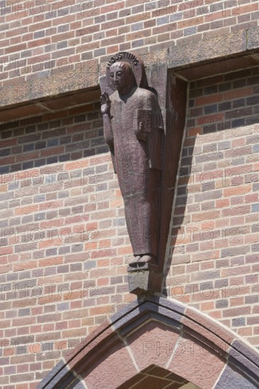 Facade in Dänenstraße, figure of St Augustine, St, Saint, Saint
