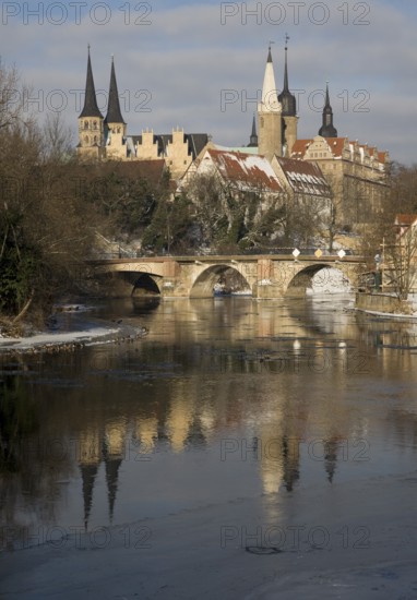View over the Saale to the castle and cathedral, St., Sankt, Saint