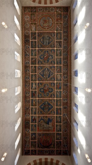 Painted wooden ceiling in the nave, after 1200, approx. 9m x 27m, St., Sankt, Saint