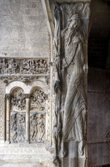 Moissac, Saint-Pierre Abbey, portal of the abbey church, trumeau pillar with Prophet Jeremiah,