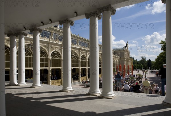 Czech Rep Mariánske Lázne Cross Fountain Columns at the Portico