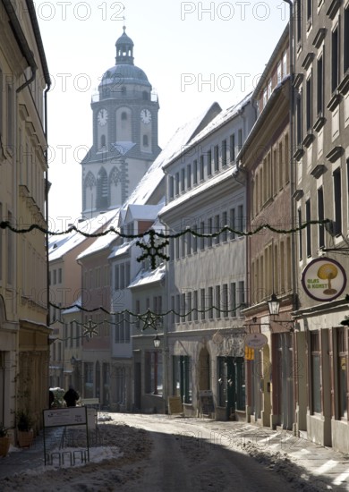 View from Burgstraße to the tower of the Church of Our Lady, St., Sankt, Saint
