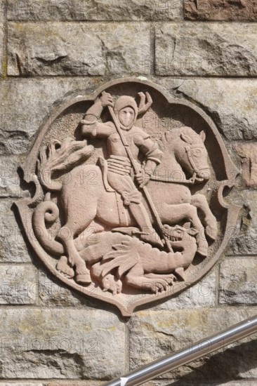 Built in 1830 by Georg Moller, rebuilt 1949-1953, coat of arms of St George, St, Saint, Saint