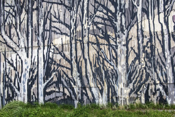 Mural depicting the cultural heritage of the Aonikenk and Kaweshar ethnic groups, Puerto Natales,