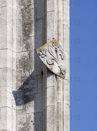 Choir from south-east, detail of coat of arms, St., Sankt, Saint