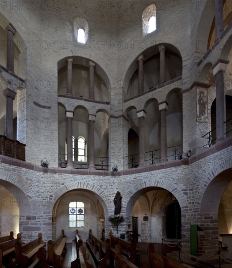 Interior around 1030, view to the north-east modelled on the Aachen Palatine Chapel, St., Sankt,