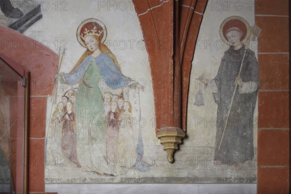 South aisle, frescoes in the 2nd bay, protective mantle Ursula Church of St., Church of St., St.,